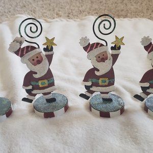 4 Glitter Santa Photo Holders